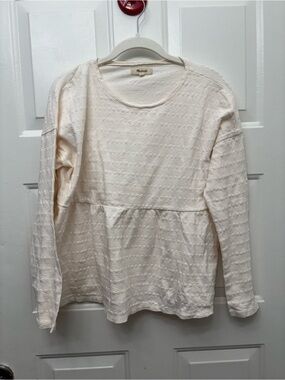 Madewell Cotton Cream Eyelet Peplum Top